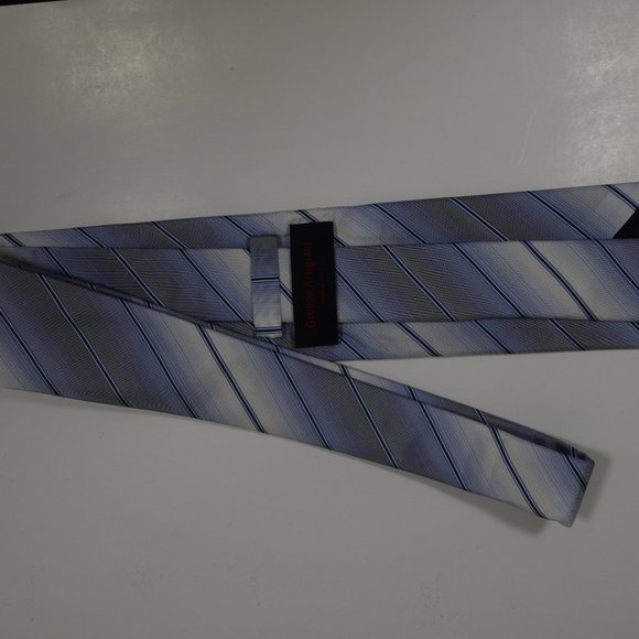 GRUPPO ARTIGIANI Navy Gray Silk Tie Striped - Picture 4 of 12